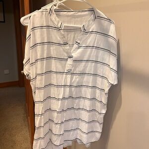 Women’s White and Black Striped Shirt